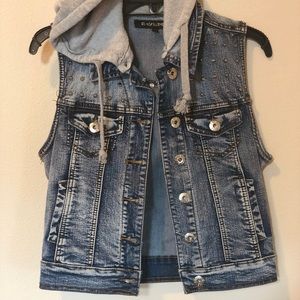 Jean vest w/ hood